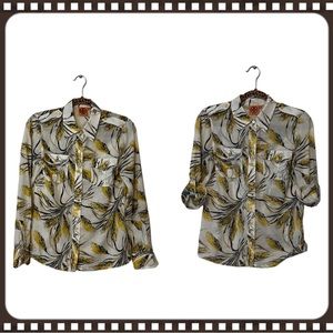 Tory Burch Cream, Black and Yellow Shirt-Size 6